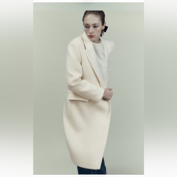 Zara double breasted coat manteco wool Italian fabric - Picture 5 of 7